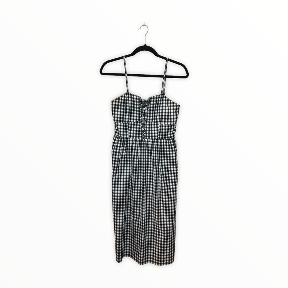 Express Gingham Checker Black White Spaghetti Strap Dress Sz SP